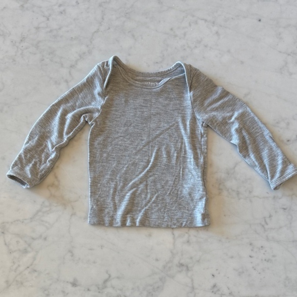 Carter’s Gray Long Sleeve Tee 3-6M Soft Basic Baby Shirt